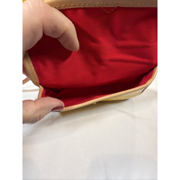 Dooney & Bourke Darcy Satchel Yellow Patent Leather Tan Leather Crossbody Bag - Picture 4 of 16